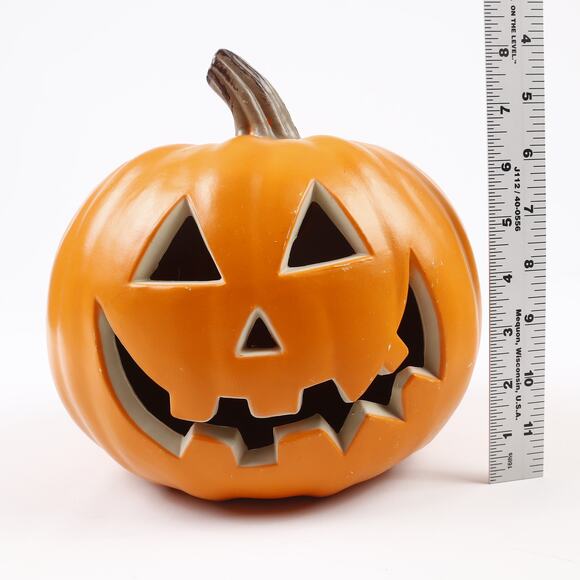 Pair of Intertek Plastic Light Up Halloween Pumpkin Jack-O-Lanterns & Bulbs - Picture 3 of 12